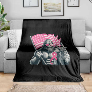 Funny Bigfoot Breast Cancer Awareness Throw Blanket Sasquatch Pink Ribbon TS11 Print Your Wear