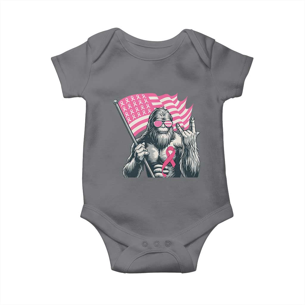 Funny Bigfoot Breast Cancer Awareness Baby Onesie Sasquatch Pink Ribbon TS11 Charcoal Print Your Wear