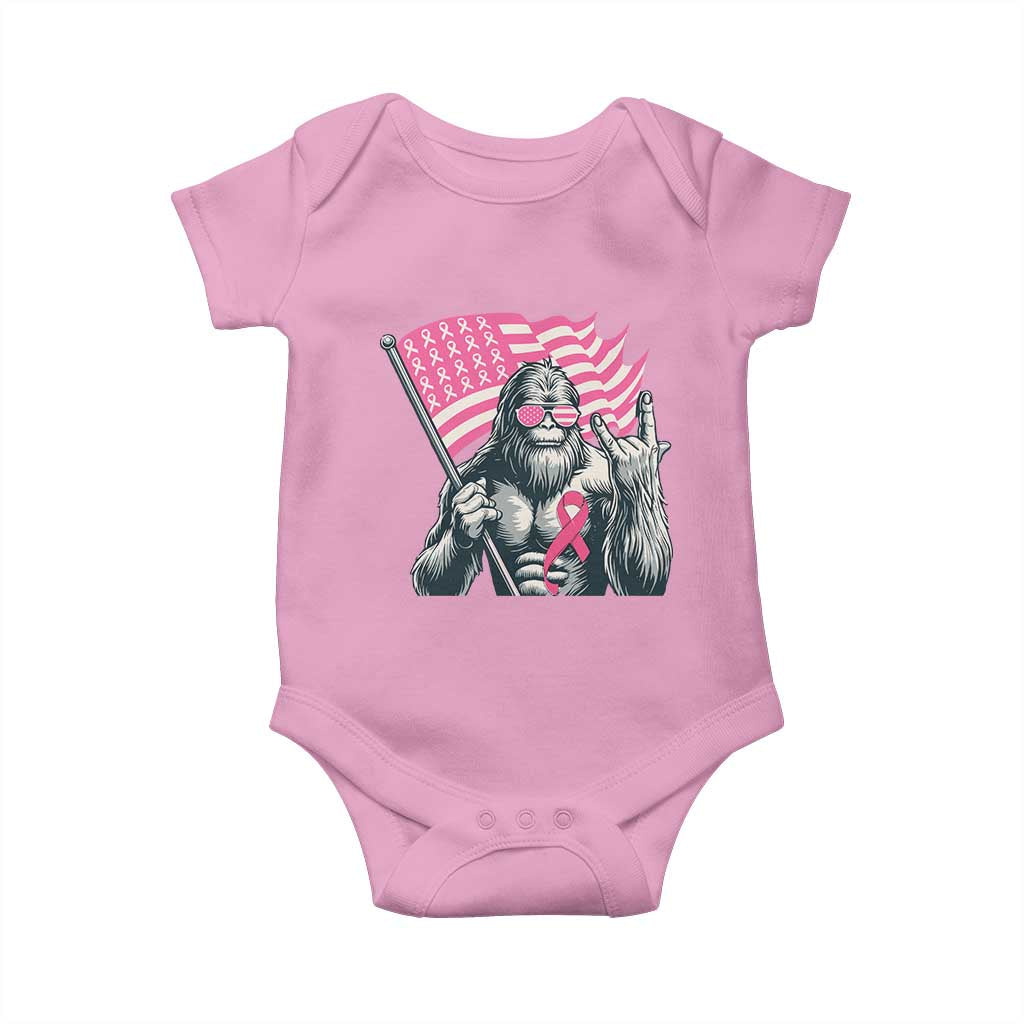 Funny Bigfoot Breast Cancer Awareness Baby Onesie Sasquatch Pink Ribbon TS11 Light Pink Print Your Wear