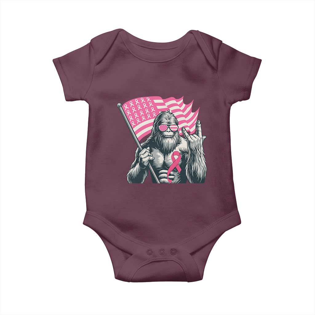 Funny Bigfoot Breast Cancer Awareness Baby Onesie Sasquatch Pink Ribbon TS11 Maroon Print Your Wear