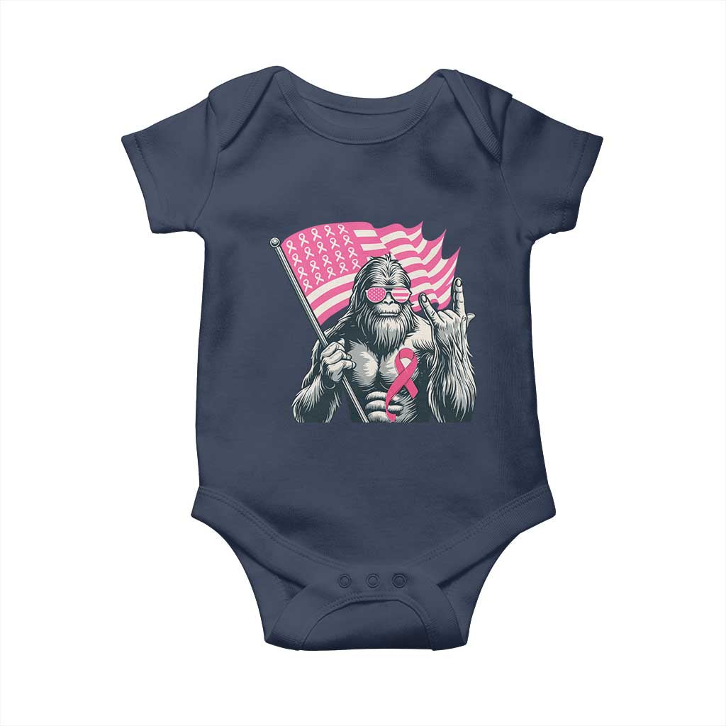 Funny Bigfoot Breast Cancer Awareness Baby Onesie Sasquatch Pink Ribbon TS11 Navy Print Your Wear