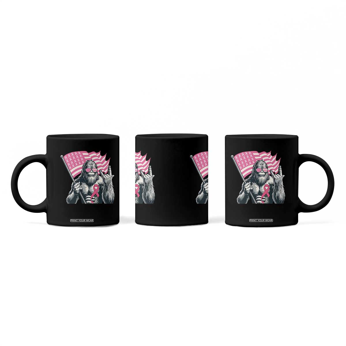 Funny Bigfoot Breast Cancer Awareness Coffee Mug Sasquatch Pink Ribbon TS11 Print Your Wear