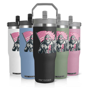 Funny Bigfoot Breast Cancer Awareness Flip Straw Tumbler Sasquatch Pink Ribbon TS11 Print Your Wear