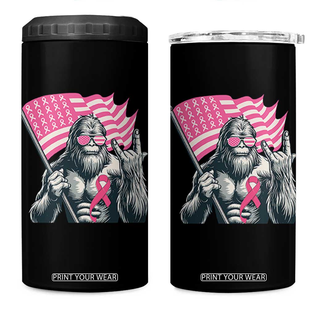 Funny Bigfoot Breast Cancer Awareness 4 in 1 Can Cooler Tumbler Sasquatch Pink Ribbon TS11 One Size: 16 oz Black Print Your Wear