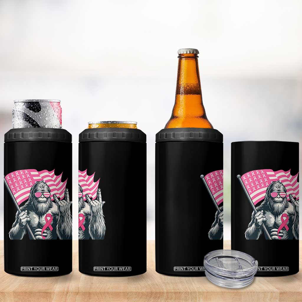 Funny Bigfoot Breast Cancer Awareness 4 in 1 Can Cooler Tumbler Sasquatch Pink Ribbon TS11 Print Your Wear