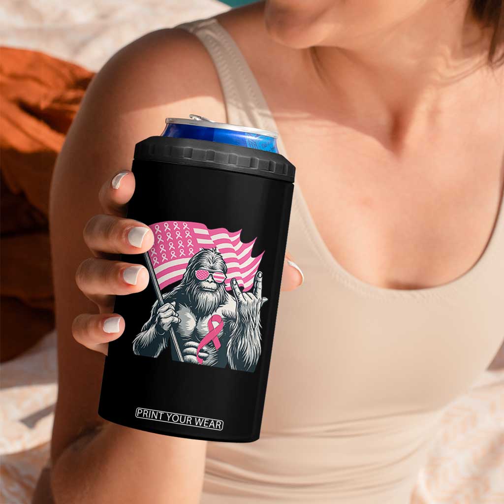 Funny Bigfoot Breast Cancer Awareness 4 in 1 Can Cooler Tumbler Sasquatch Pink Ribbon TS11 Print Your Wear