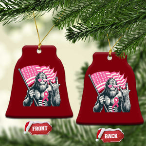 Funny Bigfoot Breast Cancer Awareness Ceramic Ornament Sasquatch Pink Ribbon TS11 Print Your Wear