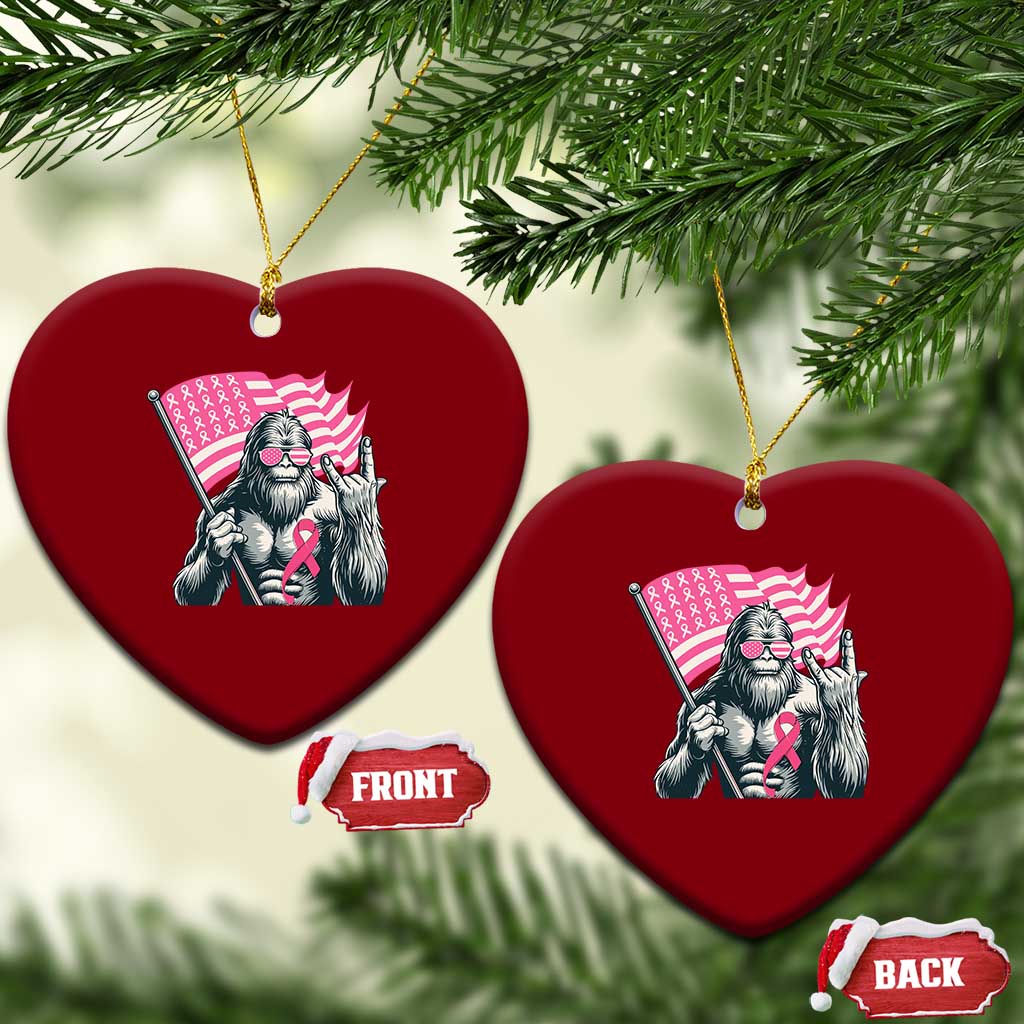 Funny Bigfoot Breast Cancer Awareness Ceramic Ornament Sasquatch Pink Ribbon TS11 Print Your Wear