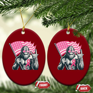 Funny Bigfoot Breast Cancer Awareness Ceramic Ornament Sasquatch Pink Ribbon TS11 Print Your Wear