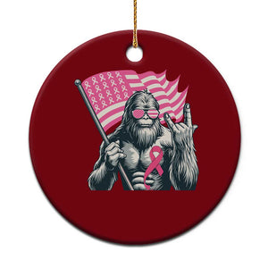 Funny Bigfoot Breast Cancer Awareness Ceramic Ornament Sasquatch Pink Ribbon TS11 1pc Red Print Your Wear