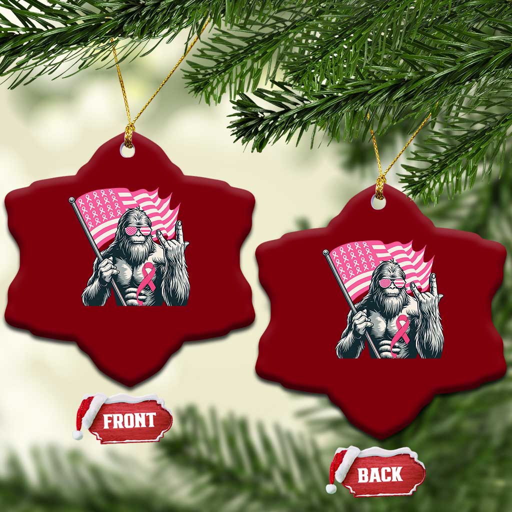 Funny Bigfoot Breast Cancer Awareness Ceramic Ornament Sasquatch Pink Ribbon TS11 Print Your Wear