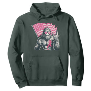 Funny Bigfoot Breast Cancer Awareness Hoodie Sasquatch Pink Ribbon TS11 Dark Forest Green Print Your Wear