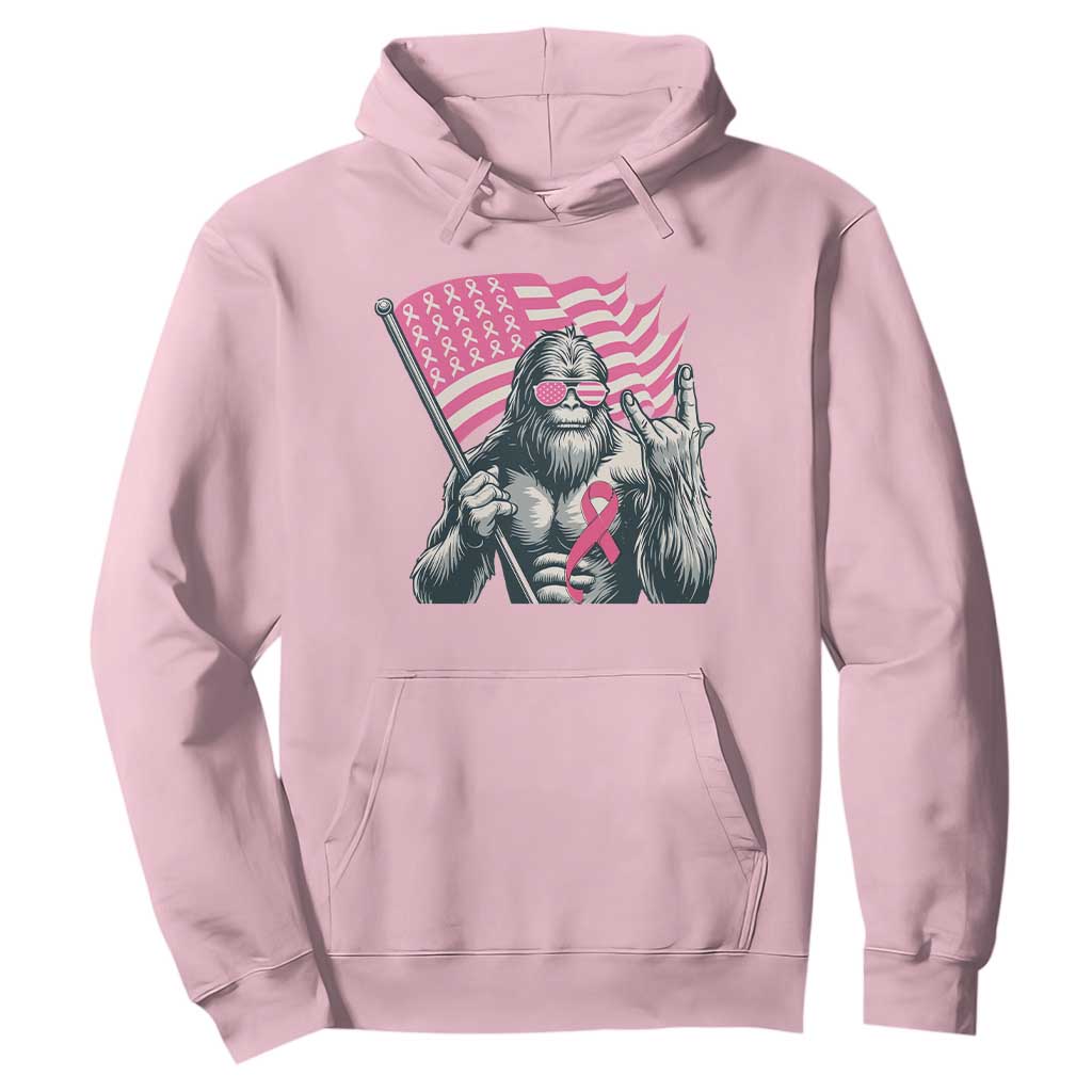 Funny Bigfoot Breast Cancer Awareness Hoodie Sasquatch Pink Ribbon TS11 Light Pink Print Your Wear