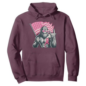 Funny Bigfoot Breast Cancer Awareness Hoodie Sasquatch Pink Ribbon TS11 Maroon Print Your Wear