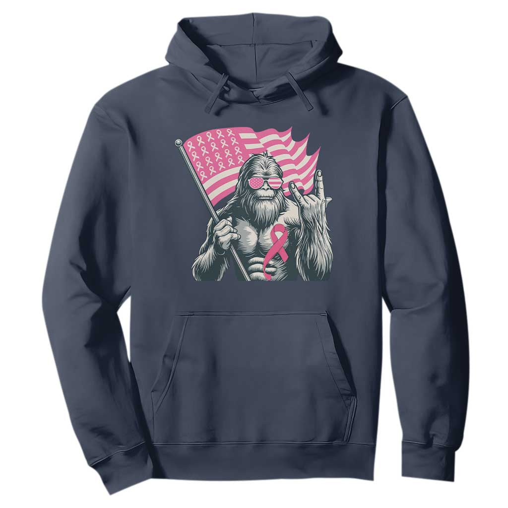 Funny Bigfoot Breast Cancer Awareness Hoodie Sasquatch Pink Ribbon TS11 Navy Print Your Wear