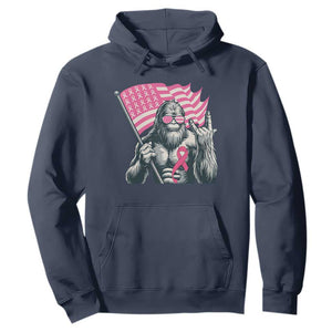 Funny Bigfoot Breast Cancer Awareness Hoodie Sasquatch Pink Ribbon TS11 Navy Print Your Wear