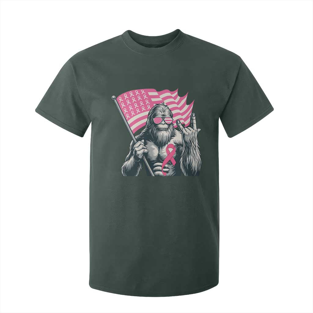 Funny Bigfoot Breast Cancer Awareness T Shirt For Kid Sasquatch Pink Ribbon TS11 Dark Forest Green Print Your Wear