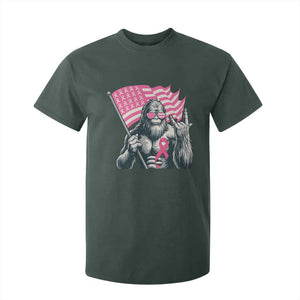 Funny Bigfoot Breast Cancer Awareness T Shirt For Kid Sasquatch Pink Ribbon TS11 Dark Forest Green Print Your Wear
