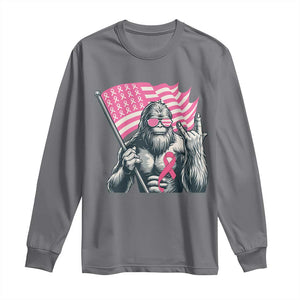 Funny Bigfoot Breast Cancer Awareness Long Sleeve Shirt Sasquatch Pink Ribbon TS11 Charcoal Print Your Wear