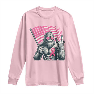 Funny Bigfoot Breast Cancer Awareness Long Sleeve Shirt Sasquatch Pink Ribbon TS11 Light Pink Print Your Wear