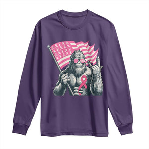 Funny Bigfoot Breast Cancer Awareness Long Sleeve Shirt Sasquatch Pink Ribbon TS11 Purple Print Your Wear