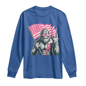 Funny Bigfoot Breast Cancer Awareness Long Sleeve Shirt Sasquatch Pink Ribbon TS11 Royal Blue Print Your Wear