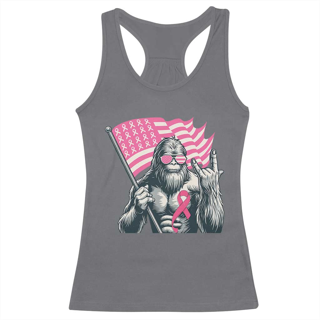 Funny Bigfoot Breast Cancer Awareness Racerback Tank Top Sasquatch Pink Ribbon TS11 Charcoal Print Your Wear