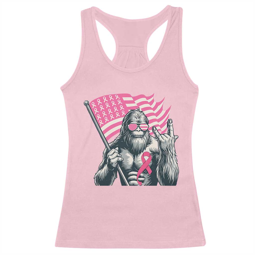 Funny Bigfoot Breast Cancer Awareness Racerback Tank Top Sasquatch Pink Ribbon TS11 Light Pink Print Your Wear