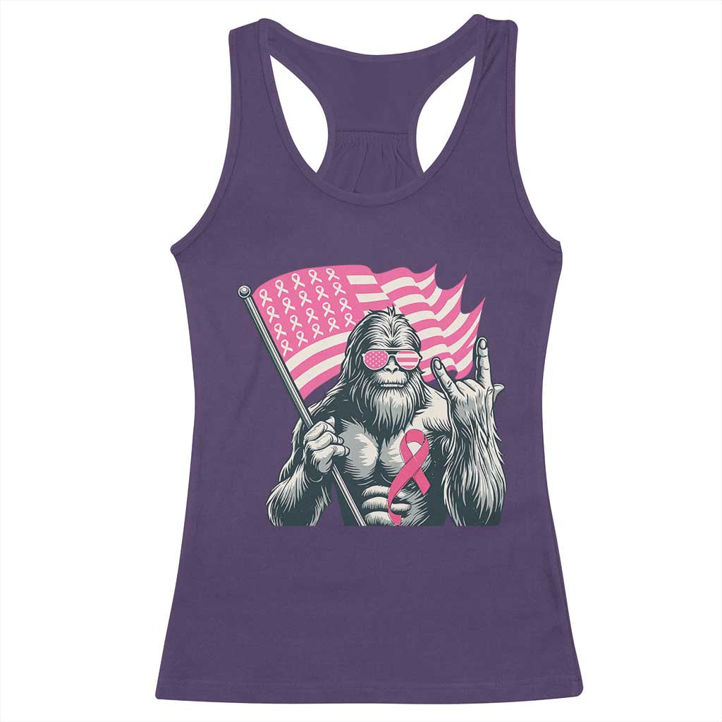 Funny Bigfoot Breast Cancer Awareness Racerback Tank Top Sasquatch Pink Ribbon TS11 Purple Print Your Wear