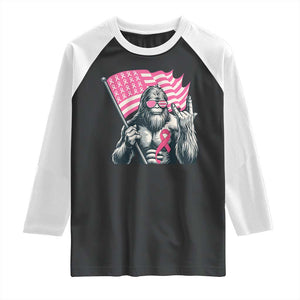 Funny Bigfoot Breast Cancer Awareness Raglan Shirt Sasquatch Pink Ribbon TS11 Black White Print Your Wear