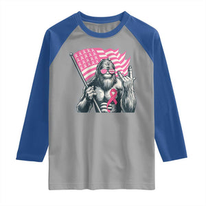 Funny Bigfoot Breast Cancer Awareness Raglan Shirt Sasquatch Pink Ribbon TS11 Sport Gray Royal Print Your Wear