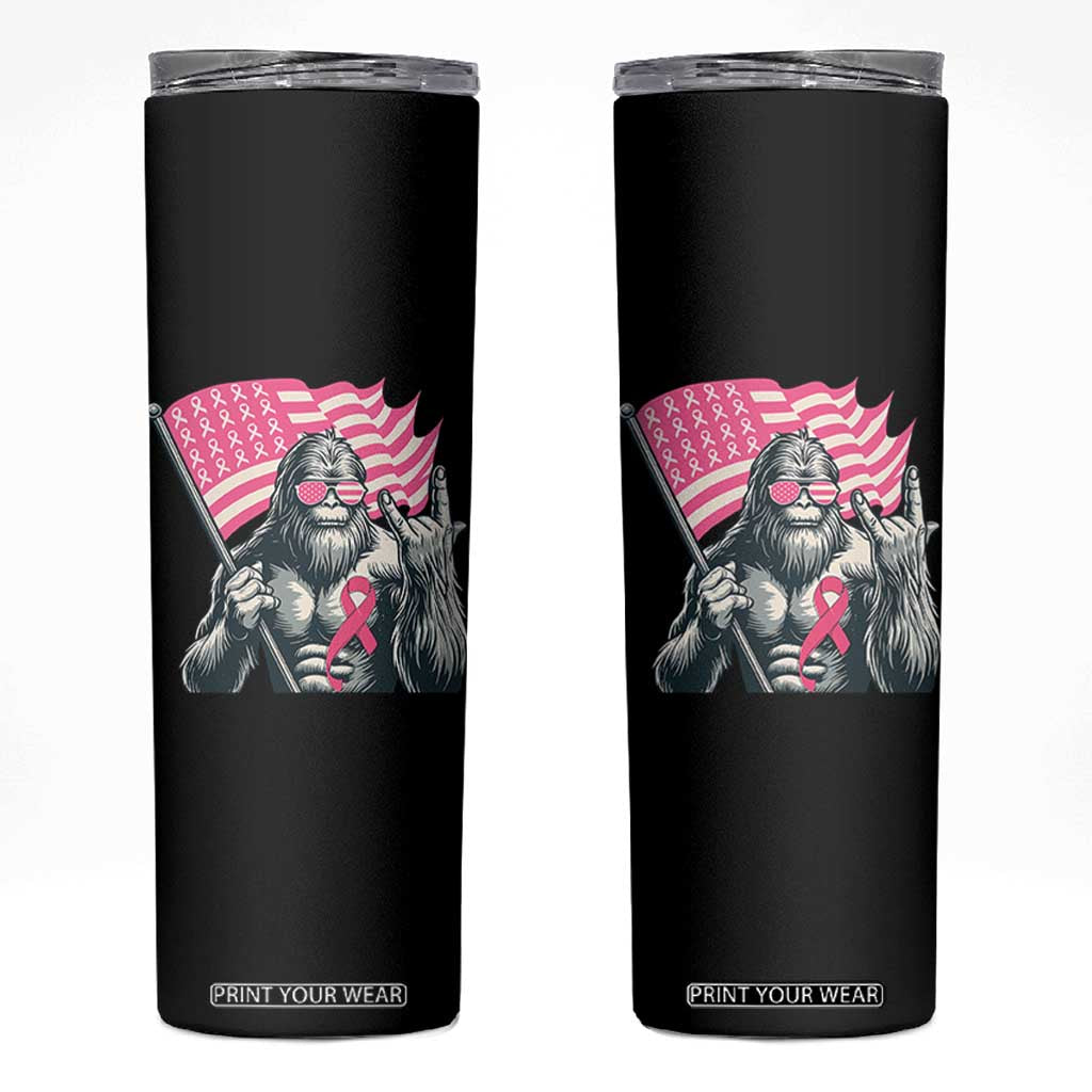 Funny Bigfoot Breast Cancer Awareness Skinny Tumbler Sasquatch Pink Ribbon TS11 Black Print Your Wear