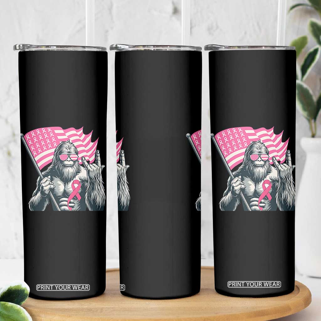 Funny Bigfoot Breast Cancer Awareness Skinny Tumbler Sasquatch Pink Ribbon TS11 Print Your Wear