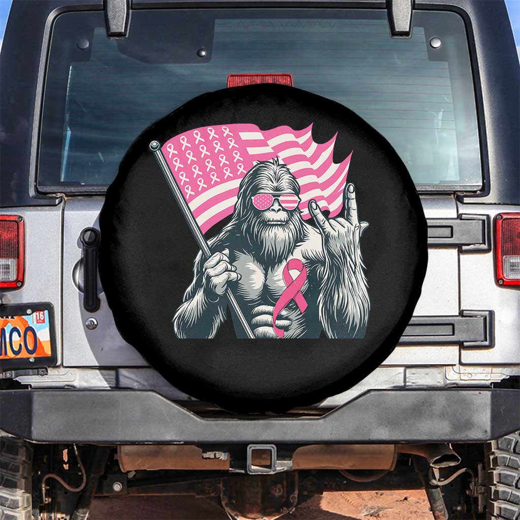 Funny Bigfoot Breast Cancer Awareness Spare Tire Cover Sasquatch Pink Ribbon TS11 No hole Black Print Your Wear