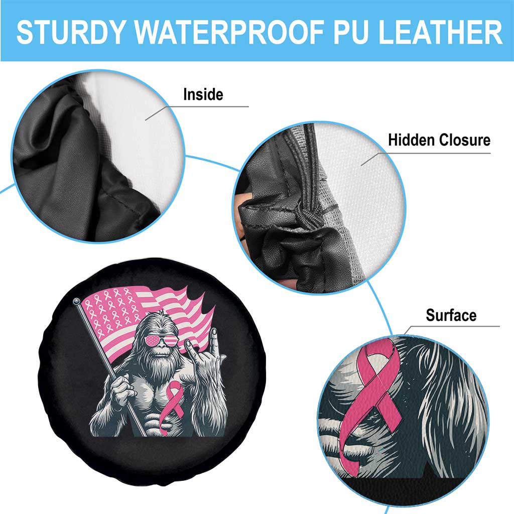 Funny Bigfoot Breast Cancer Awareness Spare Tire Cover Sasquatch Pink Ribbon TS11 Print Your Wear