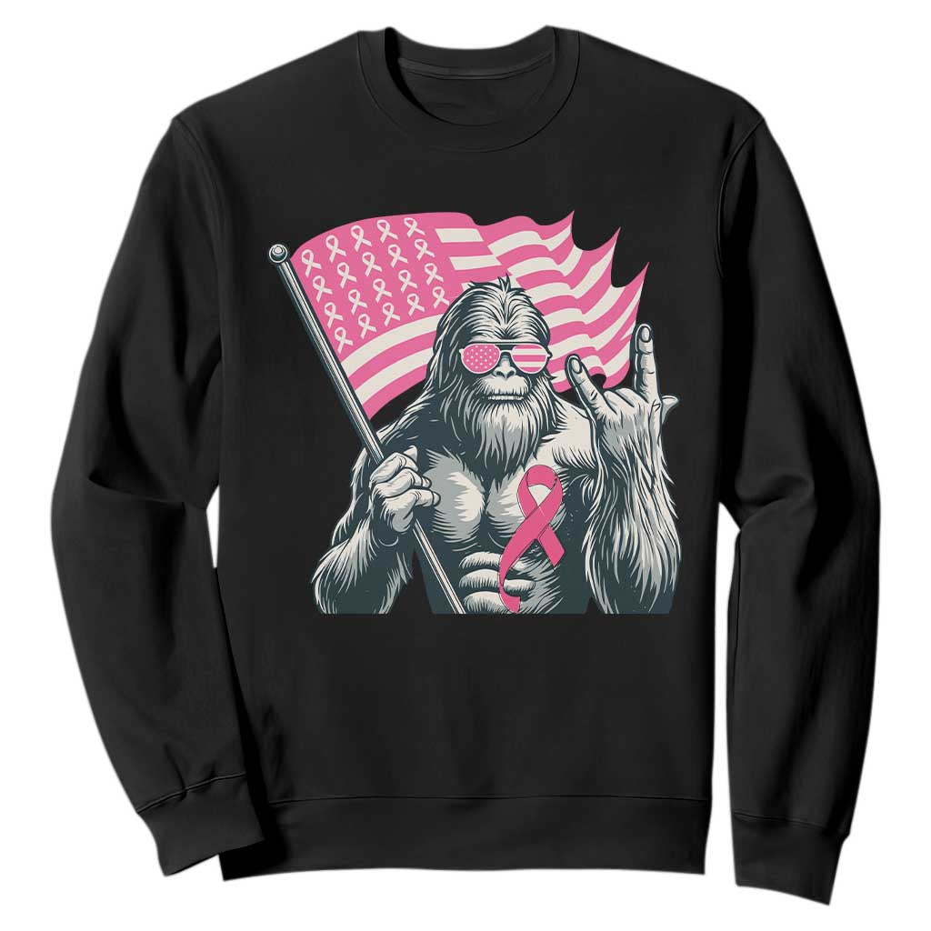 Funny Bigfoot Breast Cancer Awareness Sweatshirt Sasquatch Pink Ribbon TS11 Black Print Your Wear