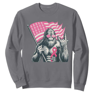 Funny Bigfoot Breast Cancer Awareness Sweatshirt Sasquatch Pink Ribbon TS11 Charcoal Print Your Wear
