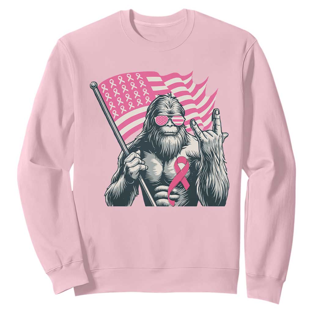 Funny Bigfoot Breast Cancer Awareness Sweatshirt Sasquatch Pink Ribbon TS11 Light Pink Print Your Wear