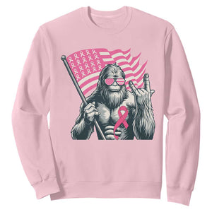 Funny Bigfoot Breast Cancer Awareness Sweatshirt Sasquatch Pink Ribbon TS11 Light Pink Print Your Wear