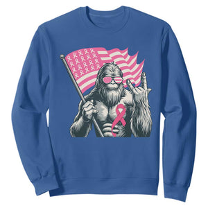 Funny Bigfoot Breast Cancer Awareness Sweatshirt Sasquatch Pink Ribbon TS11 Royal Blue Print Your Wear