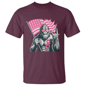 Funny Bigfoot Breast Cancer Awareness T Shirt Sasquatch Pink Ribbon TS11 Maroon Print Your Wear
