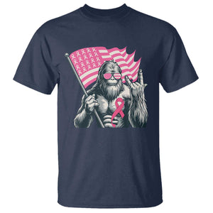 Funny Bigfoot Breast Cancer Awareness T Shirt Sasquatch Pink Ribbon TS11 Navy Print Your Wear