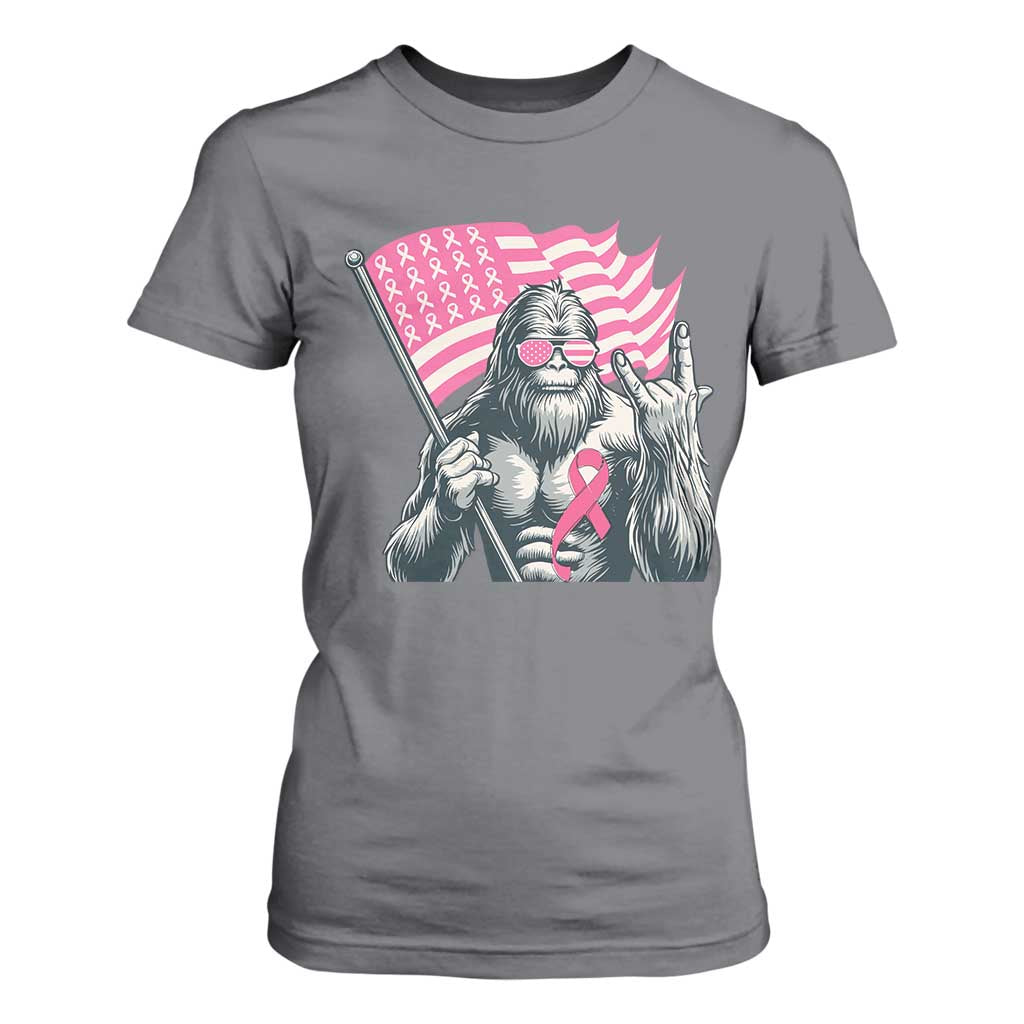 Funny Bigfoot Breast Cancer Awareness T Shirt For Women Sasquatch Pink Ribbon TS11 Charcoal Print Your Wear