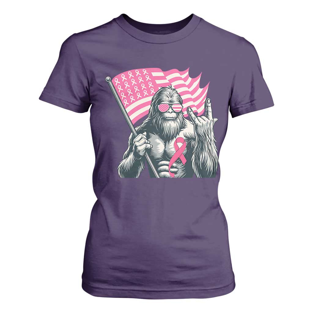 Funny Bigfoot Breast Cancer Awareness T Shirt For Women Sasquatch Pink Ribbon TS11 Purple Print Your Wear