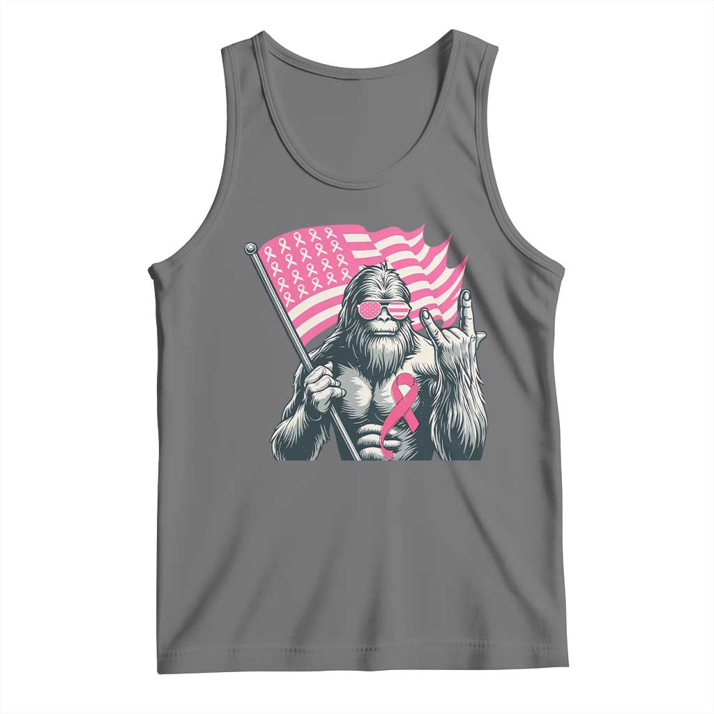 Funny Bigfoot Breast Cancer Awareness Tank Top Sasquatch Pink Ribbon TS11 Black Heather Print Your Wear