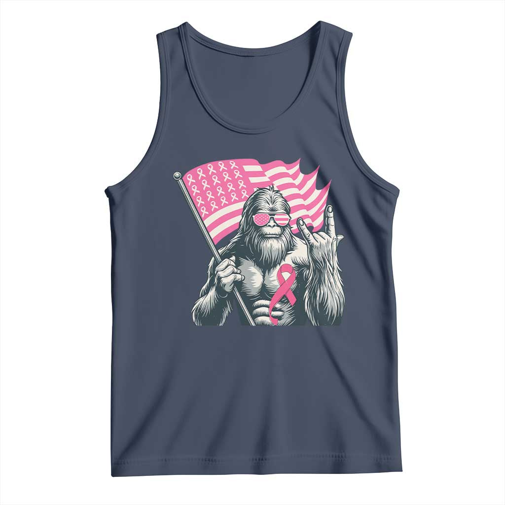 Funny Bigfoot Breast Cancer Awareness Tank Top Sasquatch Pink Ribbon TS11 Navy Print Your Wear