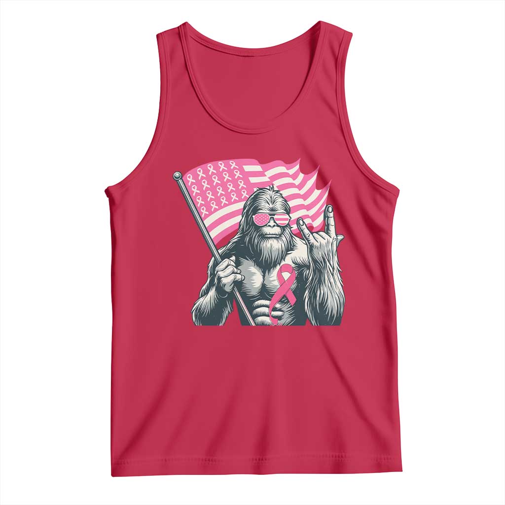 Funny Bigfoot Breast Cancer Awareness Tank Top Sasquatch Pink Ribbon TS11 Red Print Your Wear