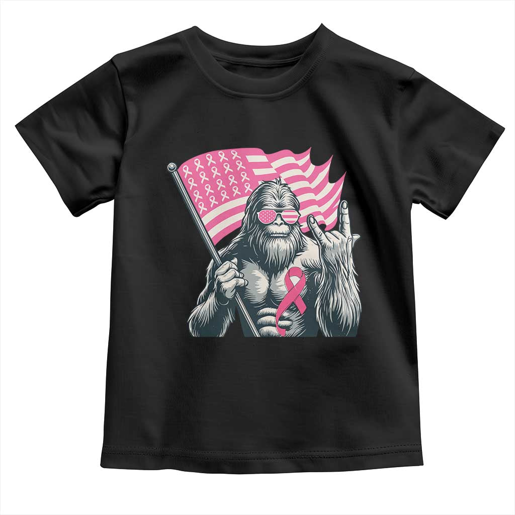 Funny Bigfoot Breast Cancer Awareness Toddler T Shirt Sasquatch Pink Ribbon TS11 Black Print Your Wear