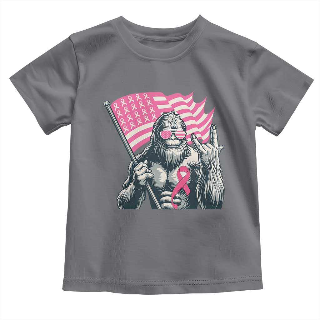 Funny Bigfoot Breast Cancer Awareness Toddler T Shirt Sasquatch Pink Ribbon TS11 Charcoal Print Your Wear