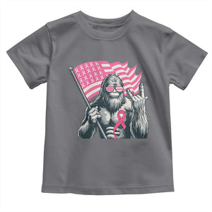 Funny Bigfoot Breast Cancer Awareness Toddler T Shirt Sasquatch Pink Ribbon TS11 Charcoal Print Your Wear